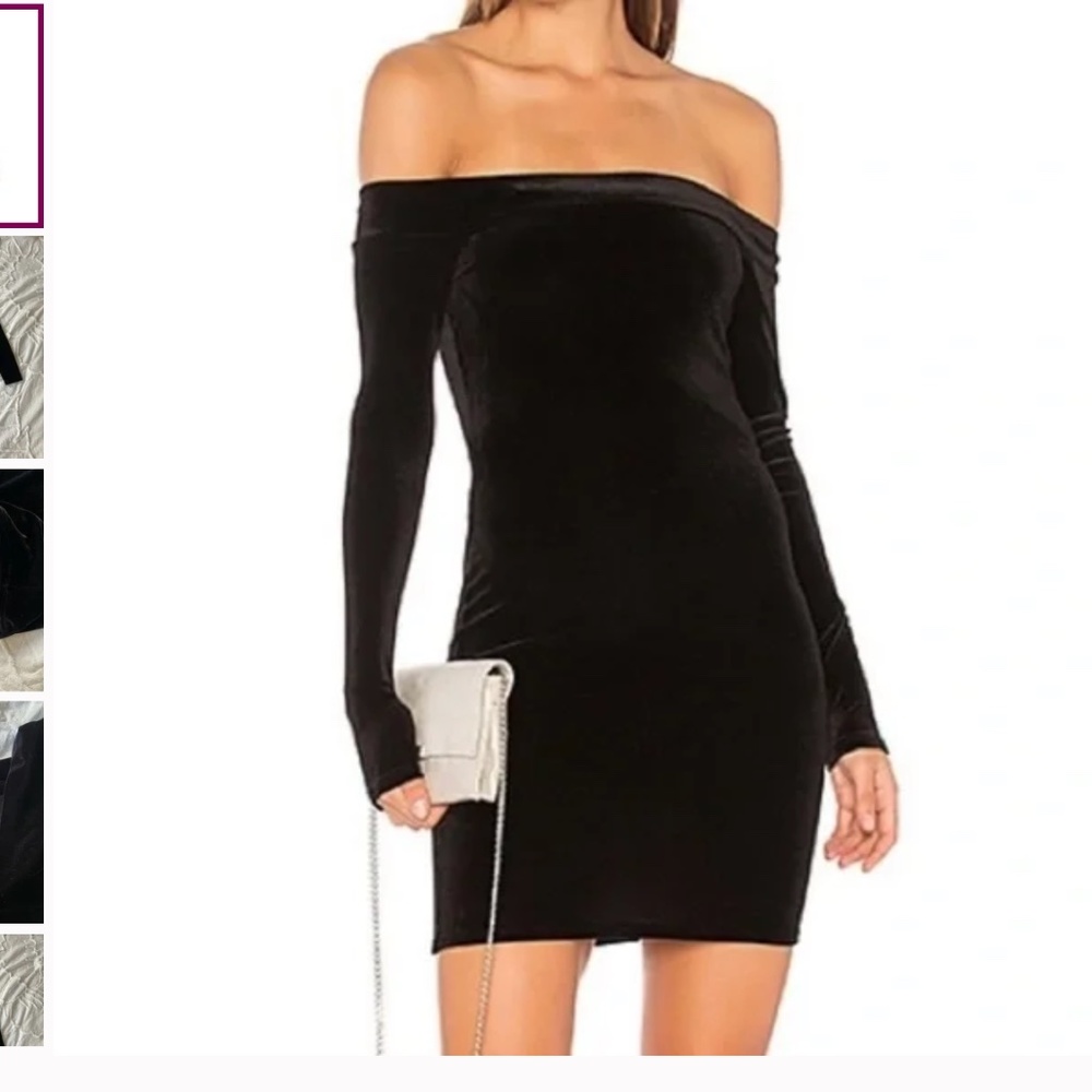 NWOT Bailey 44 Black Velvet Off The Shoulder Dress